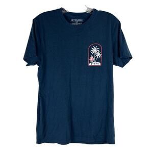 Volcom Mens T-Shirt Size Small Blue Palm Trees